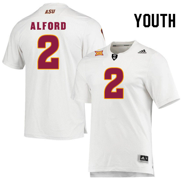 Youth #2 Xavion Alford Arizona State Sun Devils College Football Jerseys Stitched-White
